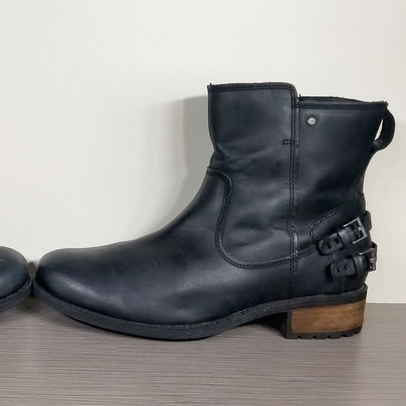 UGG Orion Side Zip Boots, Black Leather, Womens Size 10 US / 41 - Picture 9 of 16